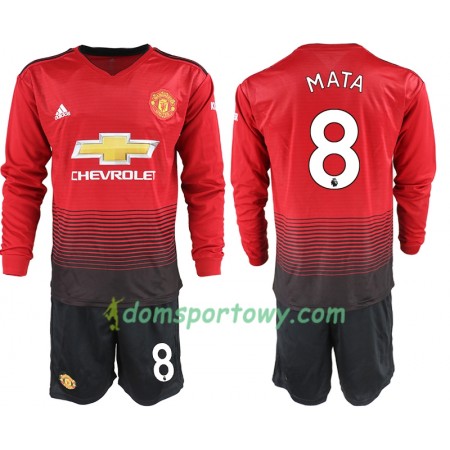 Koszulka Manchester United MATA 8 Dziecięcy Domowe Koszulki Piłkarskie 2018-2019 Długi Rękaw
